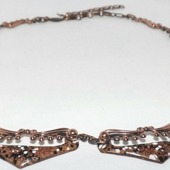 Vintage Matisse Copper Enamel Collar Bib Necklace - Picture 5 of 6